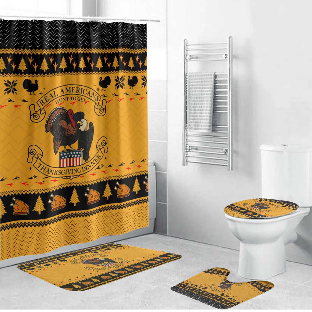 Americans Turkey Hunting Thanksgiving Christmas Bathroom Set Xmas Holiday Patterns - Wonder Print Shop
