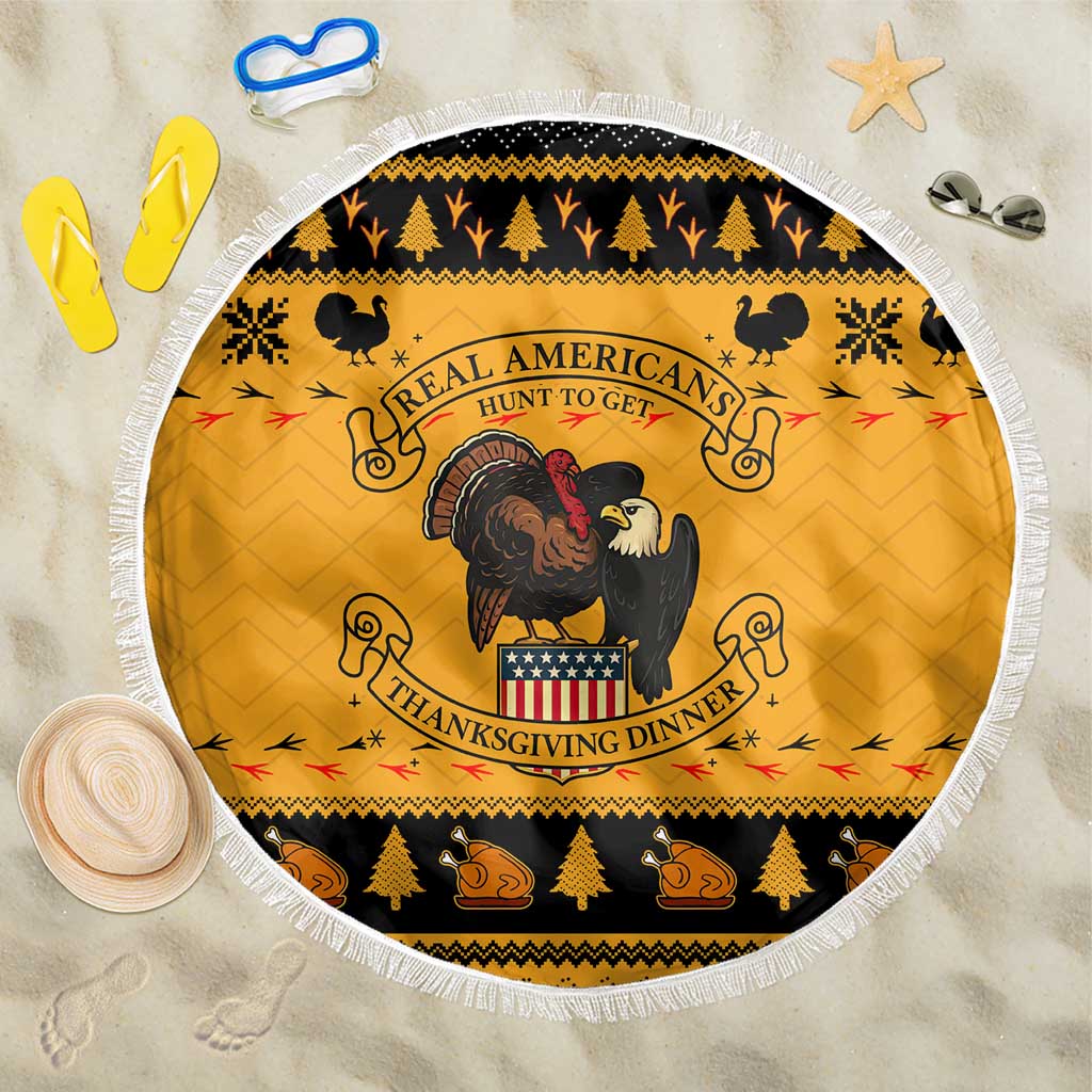 Americans Turkey Hunting Thanksgiving Christmas Beach Blanket Xmas Holiday Patterns - Wonder Print Shop