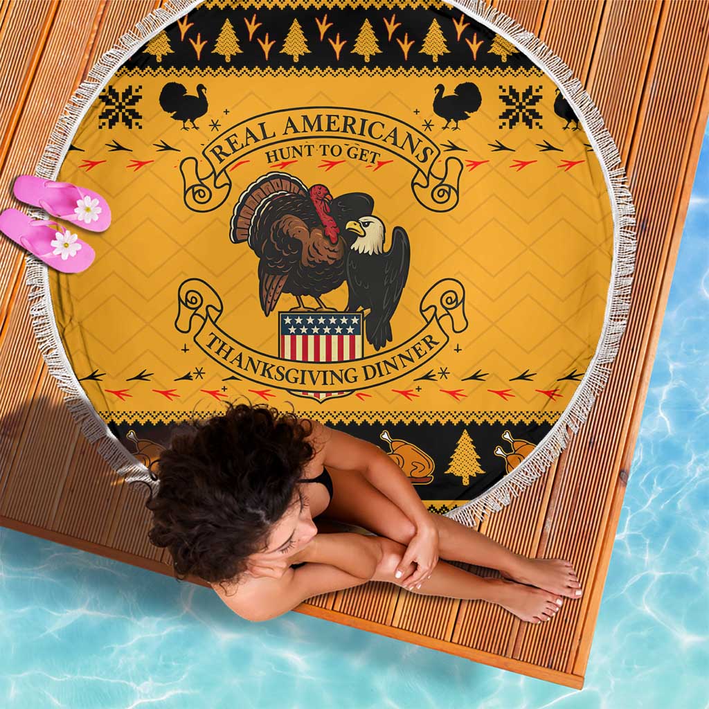 Americans Turkey Hunting Thanksgiving Christmas Beach Blanket Xmas Holiday Patterns - Wonder Print Shop