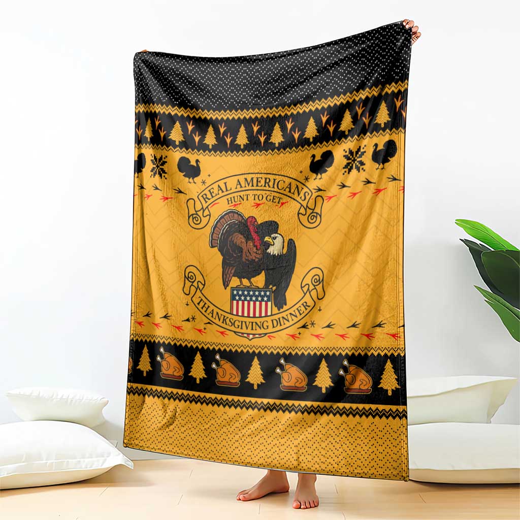 Americans Turkey Hunting Thanksgiving Christmas Blanket Xmas Holiday Patterns - Wonder Print Shop