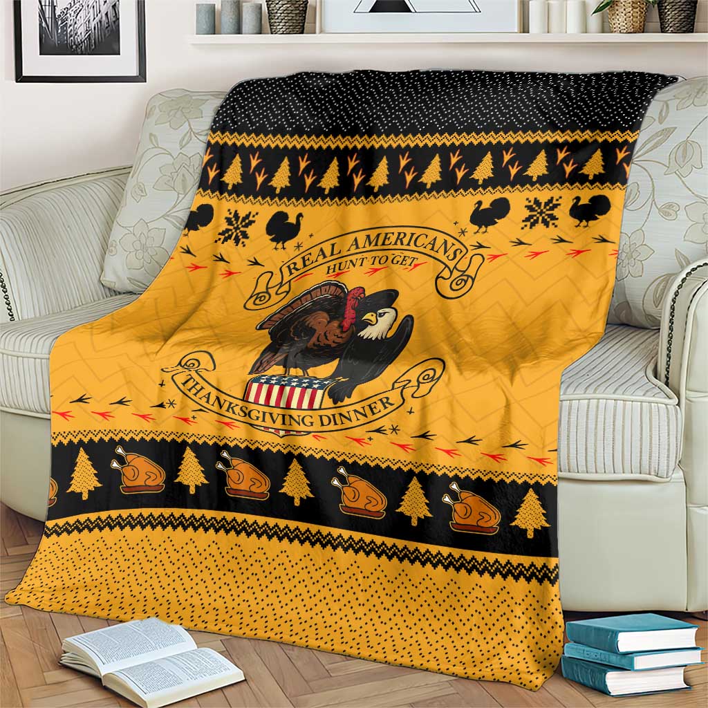Americans Turkey Hunting Thanksgiving Christmas Blanket Xmas Holiday Patterns - Wonder Print Shop