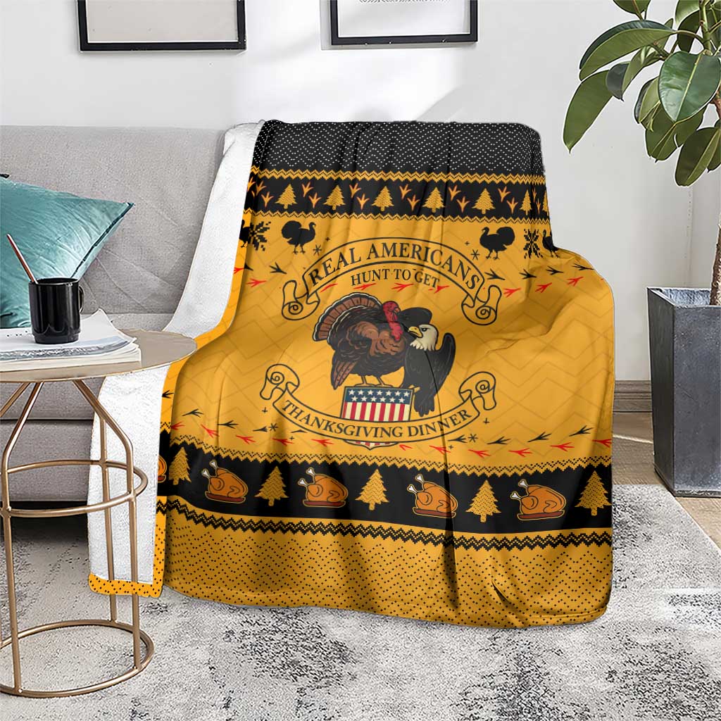 Americans Turkey Hunting Thanksgiving Christmas Blanket Xmas Holiday Patterns - Wonder Print Shop