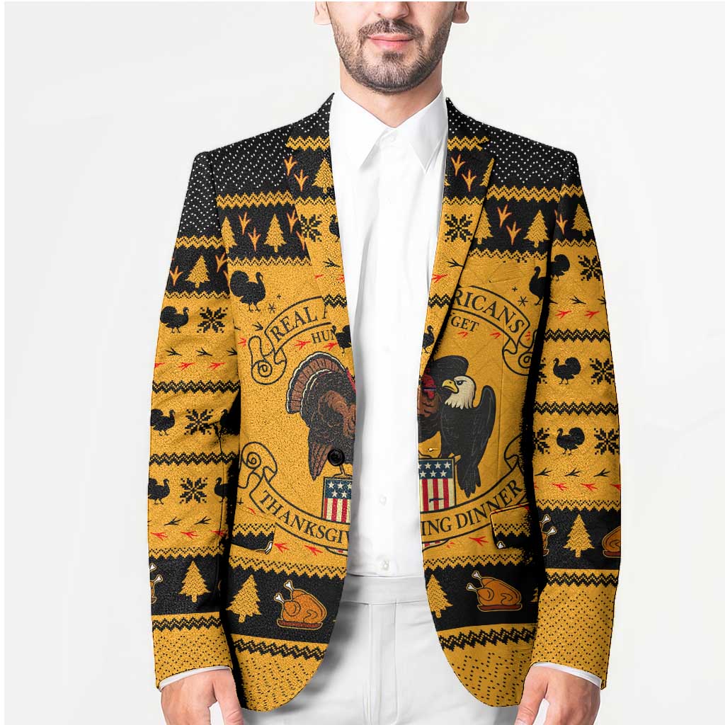 Americans Turkey Hunting Thanksgiving Christmas Blazer Xmas Holiday Patterns - Wonder Print Shop