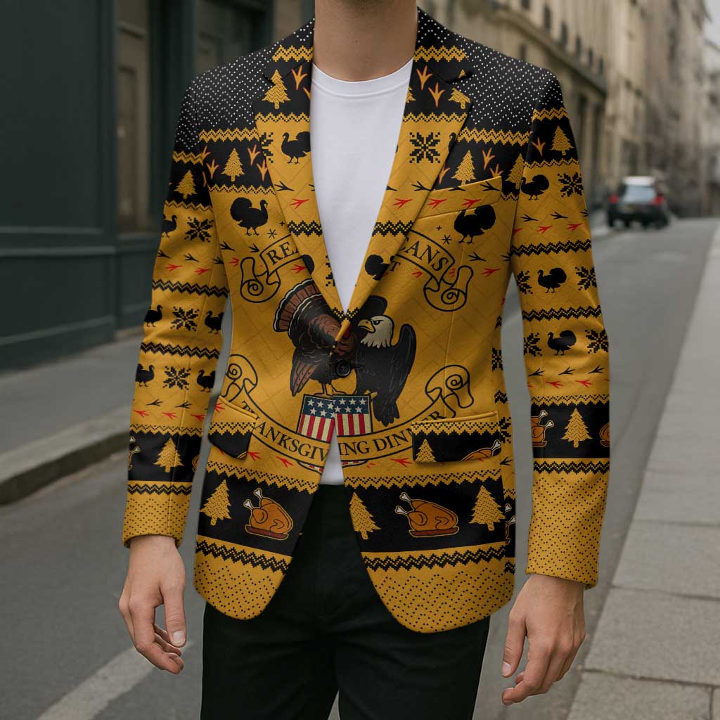 Americans Turkey Hunting Thanksgiving Christmas Blazer Xmas Holiday Patterns - Wonder Print Shop