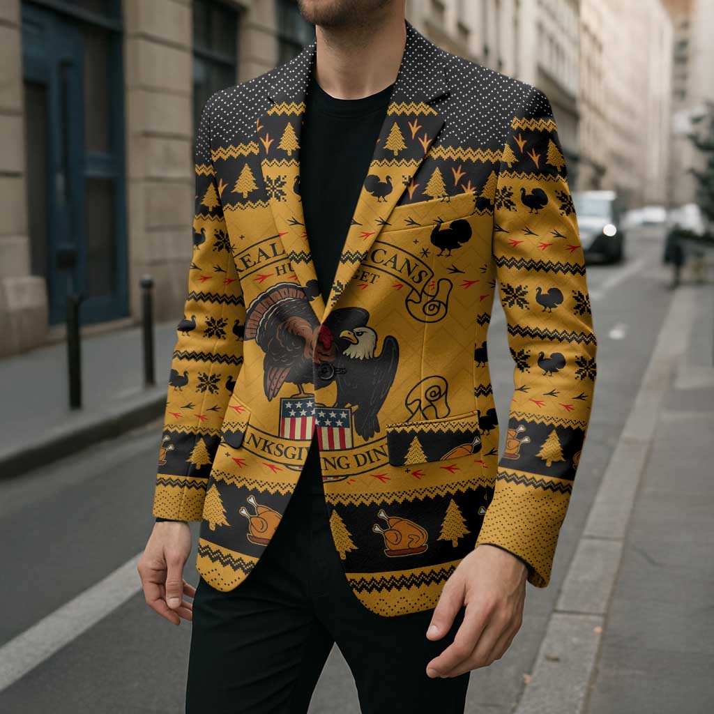Americans Turkey Hunting Thanksgiving Christmas Blazer Xmas Holiday Patterns - Wonder Print Shop