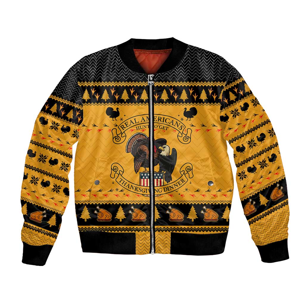 Americans Turkey Hunting Thanksgiving Christmas Bomber Jacket Xmas Holiday Patterns - Wonder Print Shop
