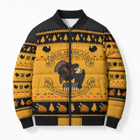 Americans Turkey Hunting Thanksgiving Christmas Bomber Puffer Jacket Xmas Holiday Patterns - Wonder Print Shop