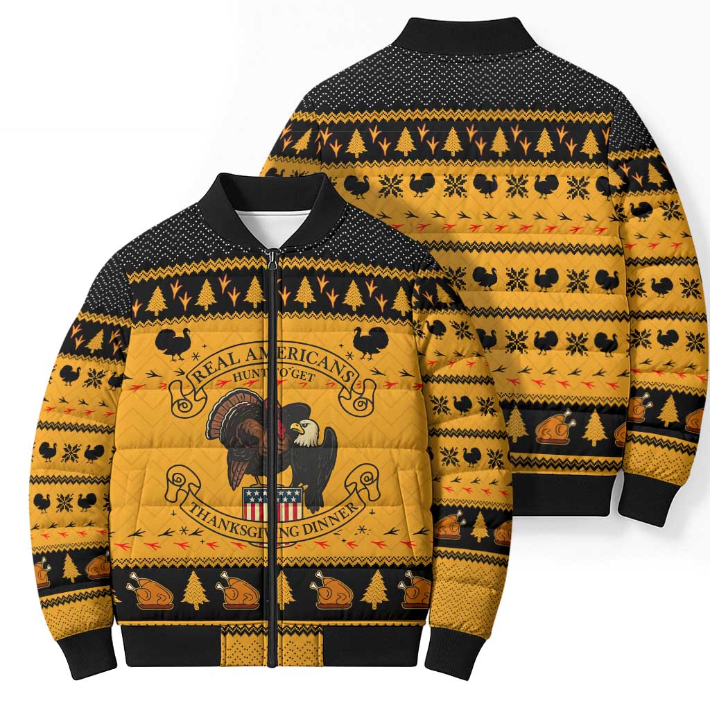 Americans Turkey Hunting Thanksgiving Christmas Bomber Puffer Jacket Xmas Holiday Patterns - Wonder Print Shop