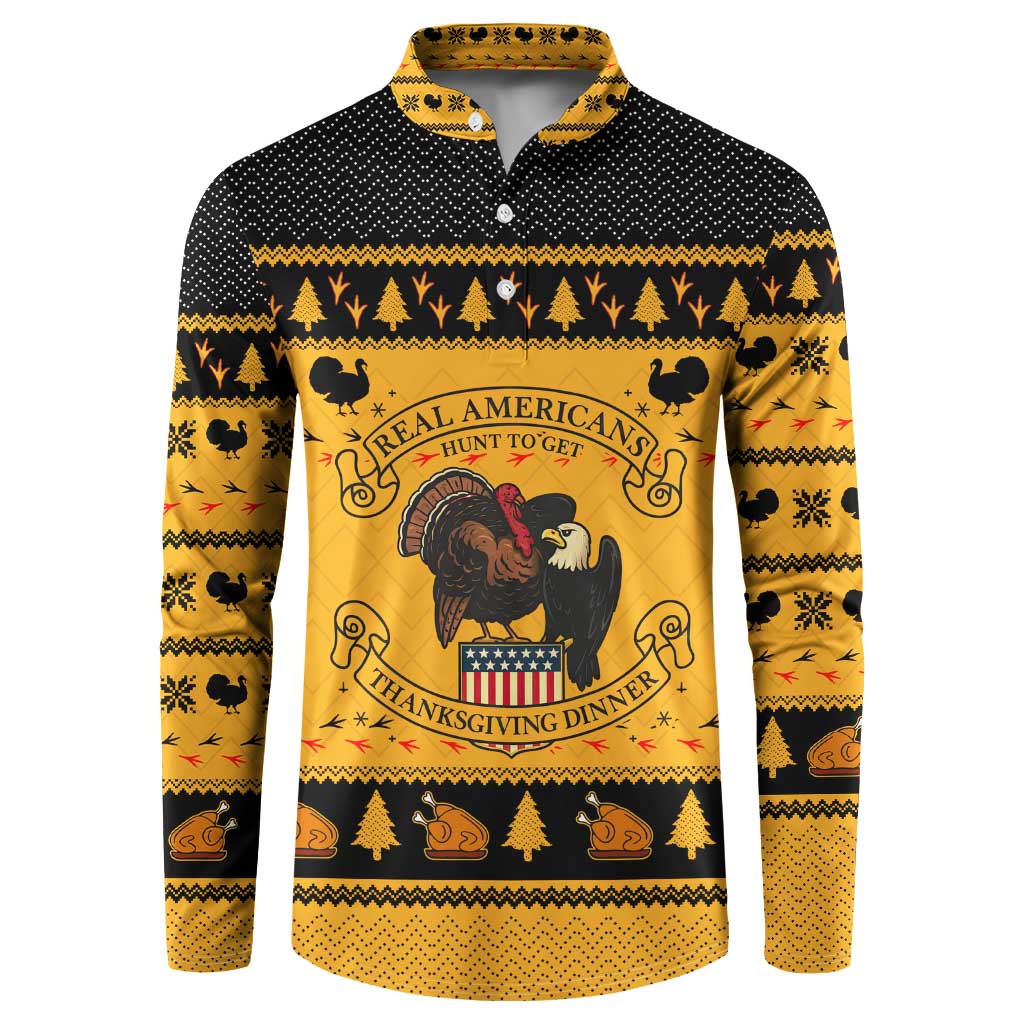 Americans Turkey Hunting Thanksgiving Christmas Button Sweatshirt Xmas Holiday Patterns - Wonder Print Shop