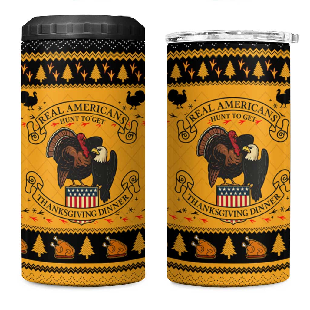 Americans Turkey Hunting Thanksgiving Christmas 4 in 1 Can Cooler Tumbler Xmas Holiday Patterns - Wonder Print Shop