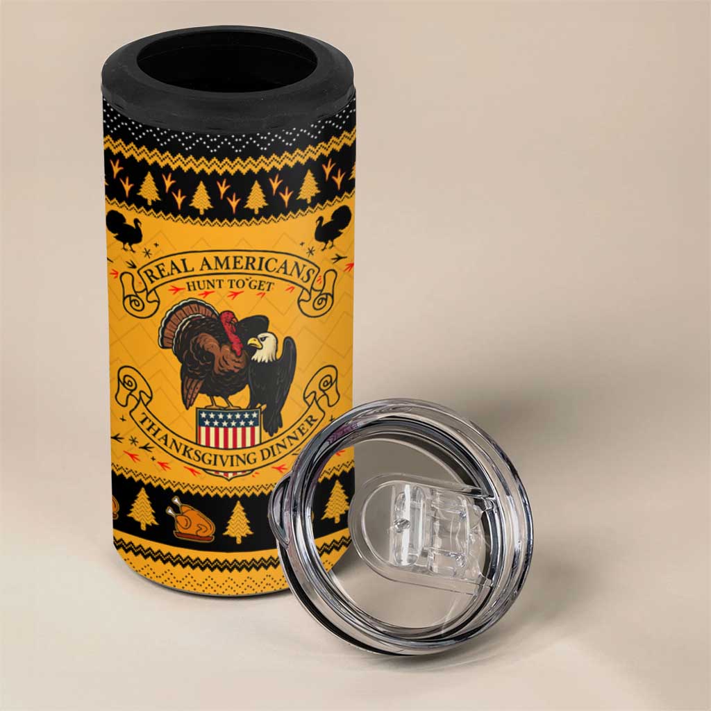 Americans Turkey Hunting Thanksgiving Christmas 4 in 1 Can Cooler Tumbler Xmas Holiday Patterns - Wonder Print Shop