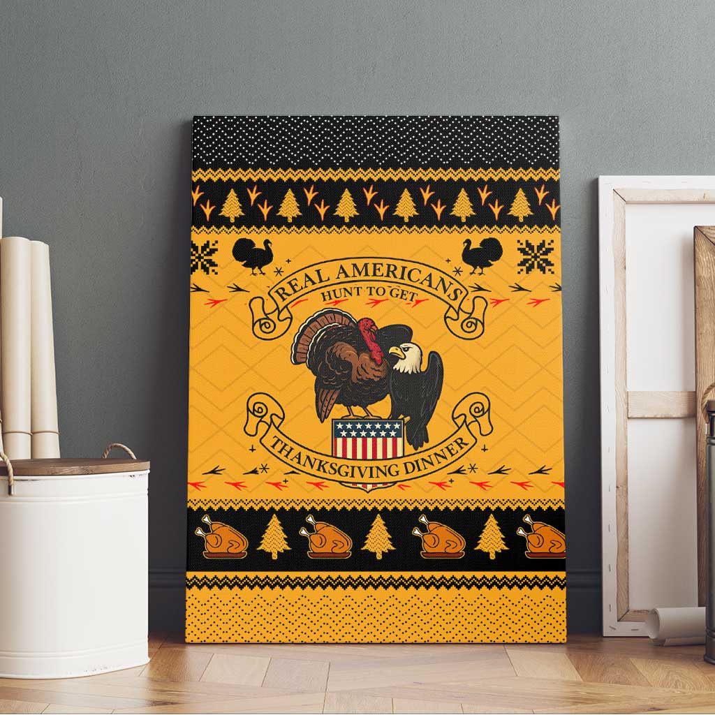 Americans Turkey Hunting Thanksgiving Christmas Canvas Wall Art Xmas Holiday Patterns - Wonder Print Shop