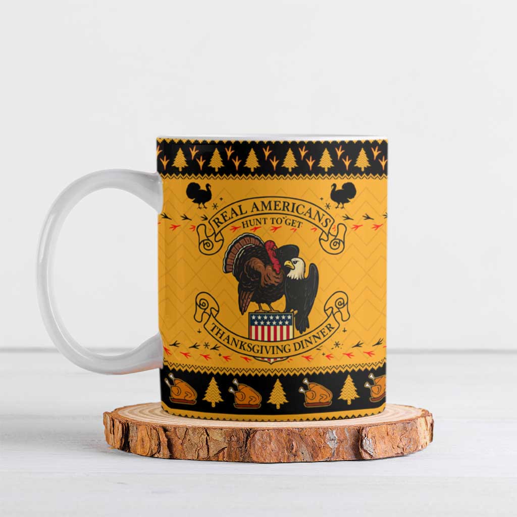 Americans Turkey Hunting Thanksgiving Christmas Ceramic Mug Xmas Holiday Patterns - Wonder Print Shop