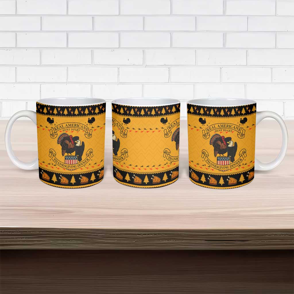 Americans Turkey Hunting Thanksgiving Christmas Ceramic Mug Xmas Holiday Patterns - Wonder Print Shop
