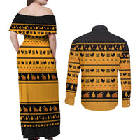 Americans Turkey Hunting Thanksgiving Christmas Couples Matching Off Shoulder Maxi Dress and Long Sleeve Button Shirt Xmas Holiday Patterns - Wonder Print Shop