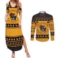 Americans Turkey Hunting Thanksgiving Christmas Couples Matching Summer Maxi Dress and Long Sleeve Button Shirt Xmas Holiday Patterns - Wonder Print Shop