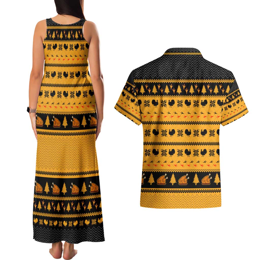 Americans Turkey Hunting Thanksgiving Christmas Couples Matching Tank Maxi Dress and Hawaiian Shirt Xmas Holiday Patterns - Wonder Print Shop