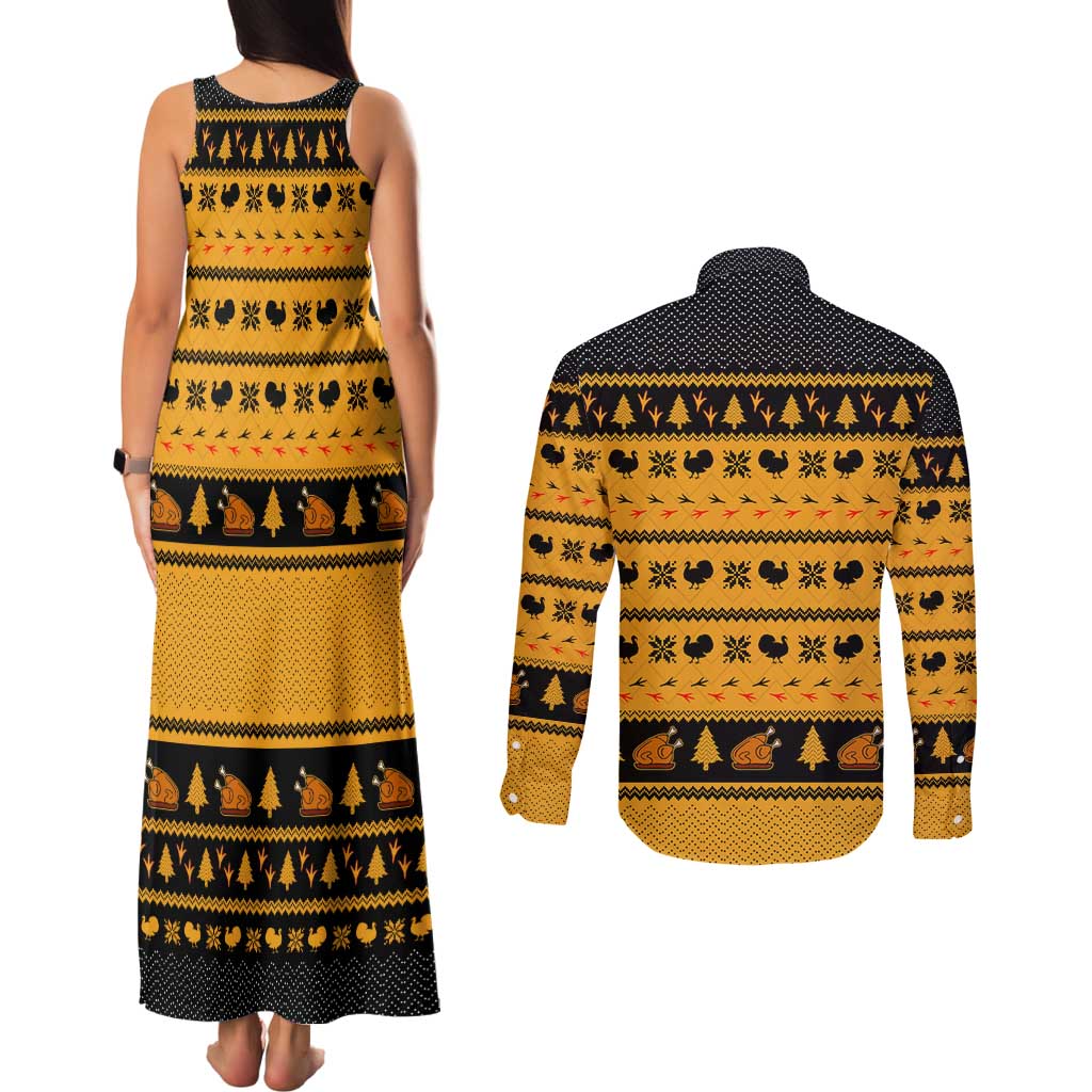 Americans Turkey Hunting Thanksgiving Christmas Couples Matching Tank Maxi Dress and Long Sleeve Button Shirt Xmas Holiday Patterns - Wonder Print Shop