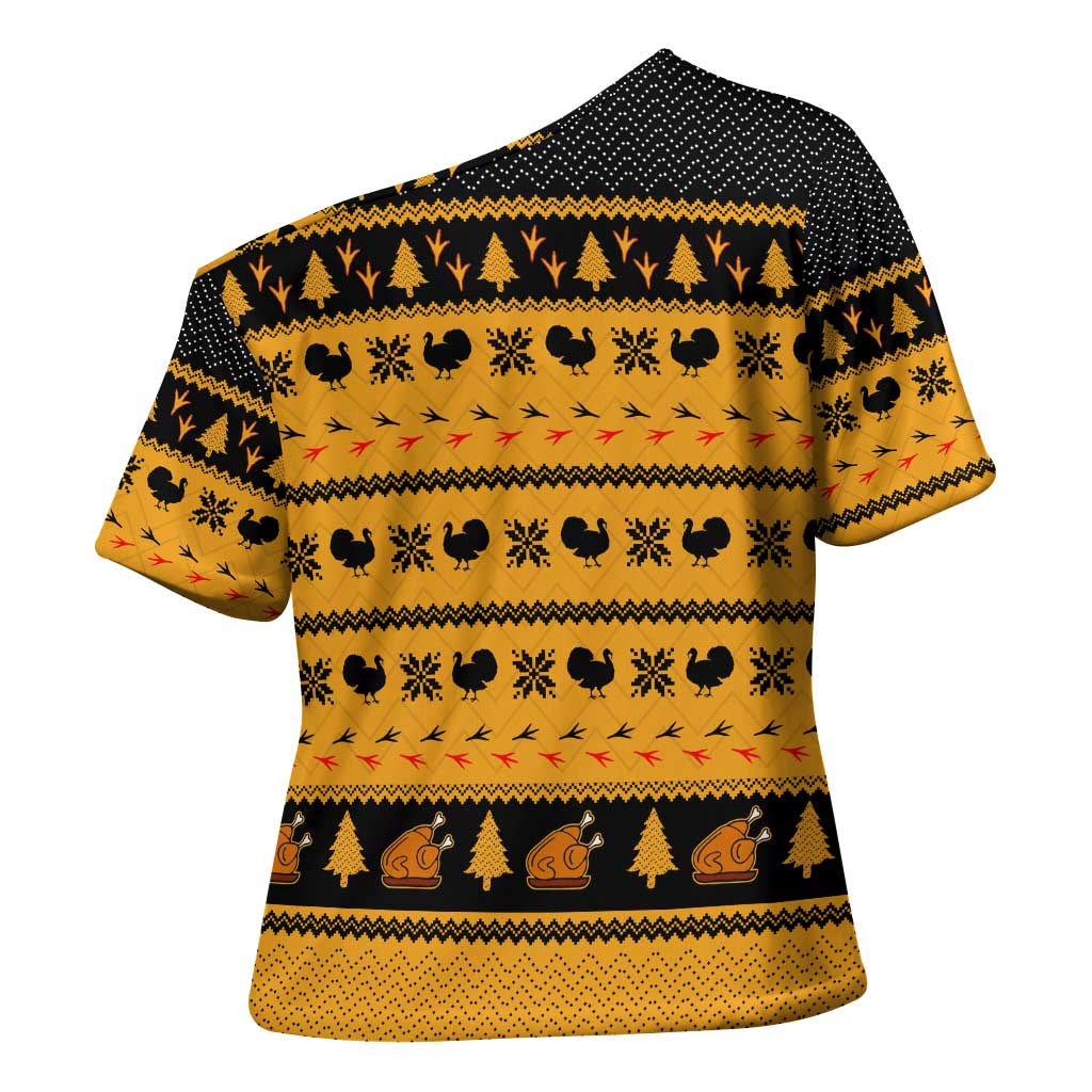 Americans Turkey Hunting Thanksgiving Christmas Cross Shoulder Shirt Xmas Holiday Patterns - Wonder Print Shop