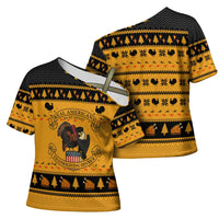 Americans Turkey Hunting Thanksgiving Christmas Cross Shoulder Shirt Xmas Holiday Patterns - Wonder Print Shop