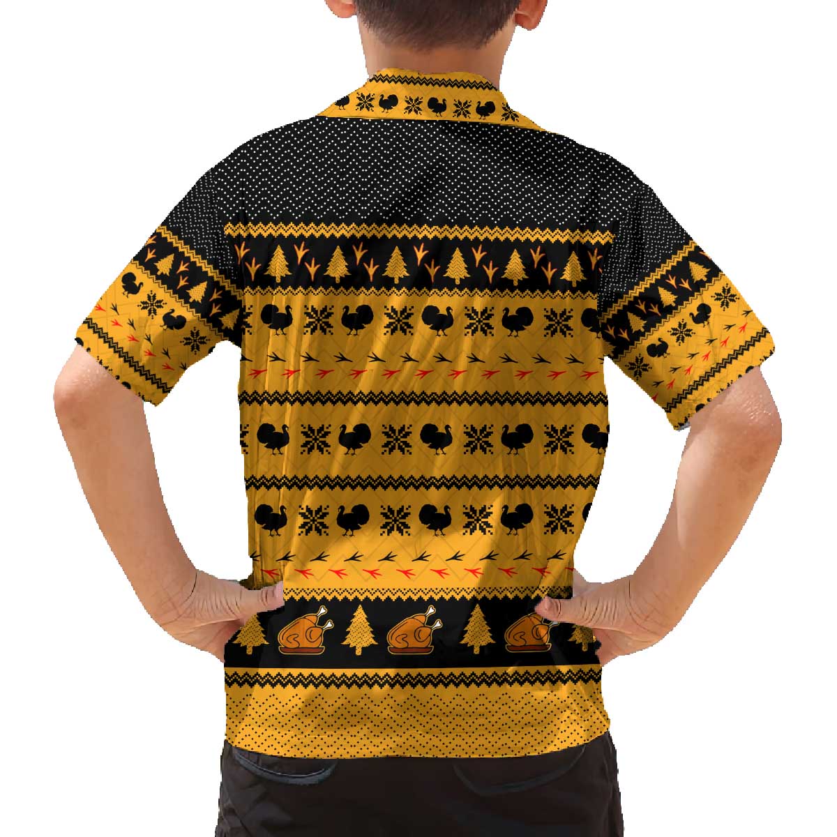 Americans Turkey Hunting Thanksgiving Christmas Family Matching Off The Shoulder Long Sleeve Dress and Hawaiian Shirt Xmas Holiday Patterns - Wonder Print Shop