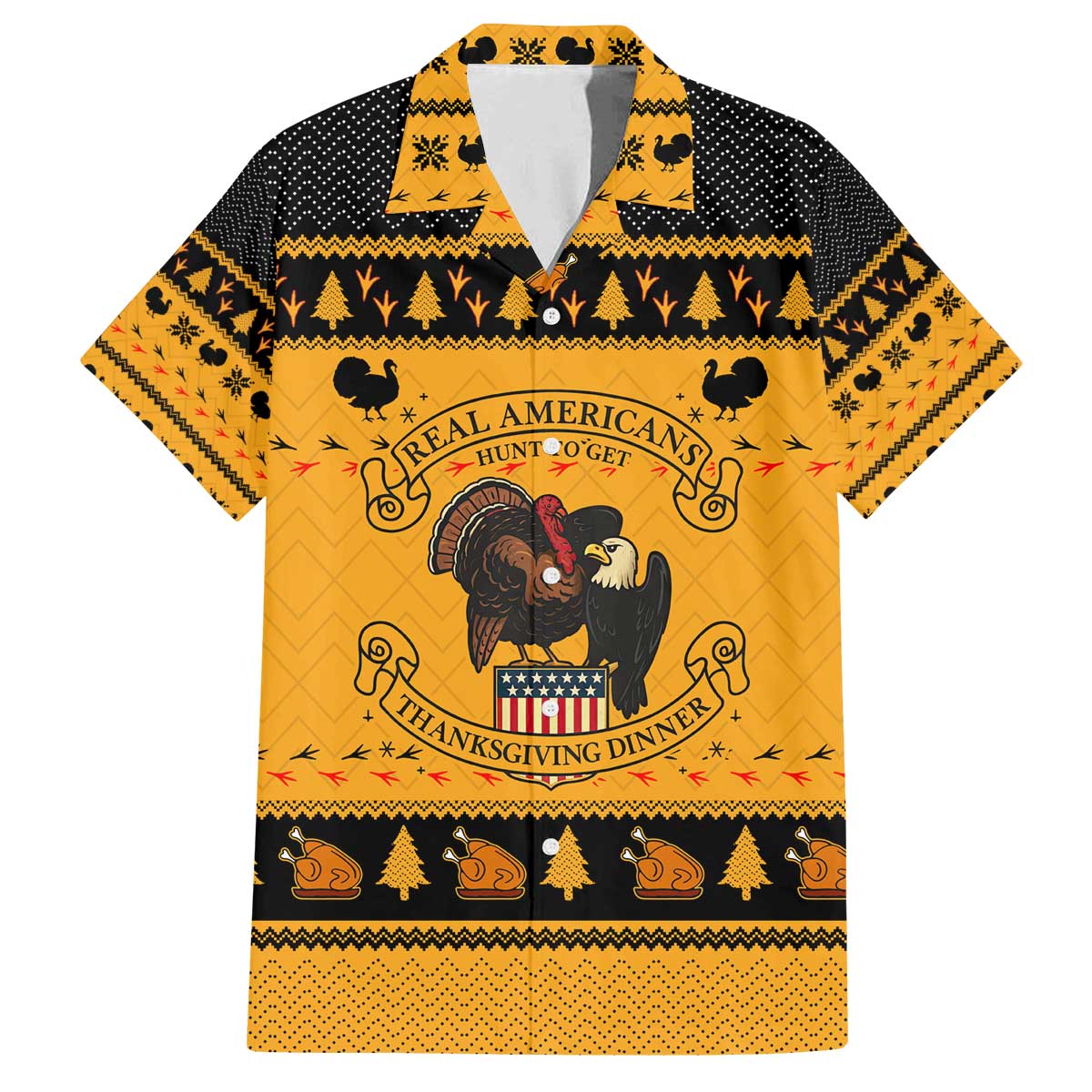 Americans Turkey Hunting Thanksgiving Christmas Family Matching Off The Shoulder Long Sleeve Dress and Hawaiian Shirt Xmas Holiday Patterns - Wonder Print Shop