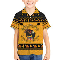 Americans Turkey Hunting Thanksgiving Christmas Family Matching Off The Shoulder Long Sleeve Dress and Hawaiian Shirt Xmas Holiday Patterns - Wonder Print Shop