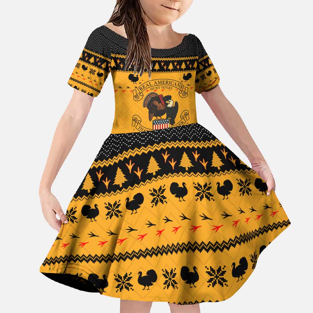 Americans Turkey Hunting Thanksgiving Christmas Family Matching Off Shoulder Maxi Dress and Hawaiian Shirt Xmas Holiday Patterns - Wonder Print Shop