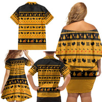 Americans Turkey Hunting Thanksgiving Christmas Family Matching Off Shoulder Short Dress and Hawaiian Shirt Xmas Holiday Patterns - Wonder Print Shop
