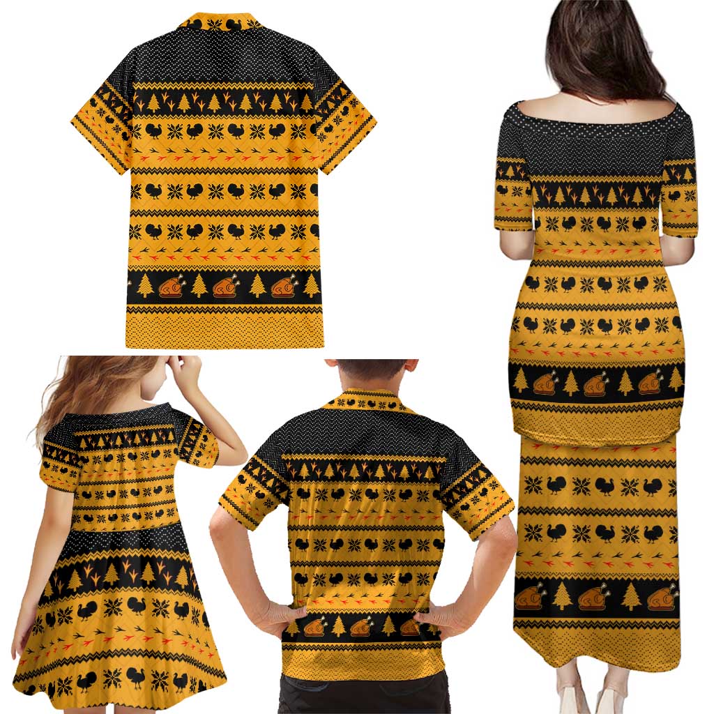 Americans Turkey Hunting Thanksgiving Christmas Family Matching Puletasi and Hawaiian Shirt Xmas Holiday Patterns - Wonder Print Shop