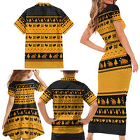 Americans Turkey Hunting Thanksgiving Christmas Family Matching Short Sleeve Bodycon Dress and Hawaiian Shirt Xmas Holiday Patterns - Wonder Print Shop