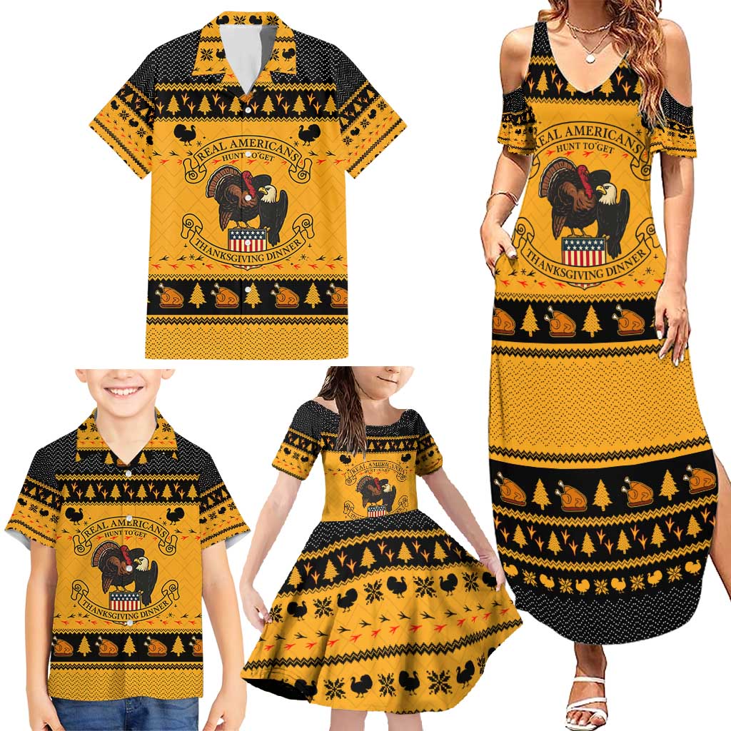 Americans Turkey Hunting Thanksgiving Christmas Family Matching Summer Maxi Dress and Hawaiian Shirt Xmas Holiday Patterns - Wonder Print Shop