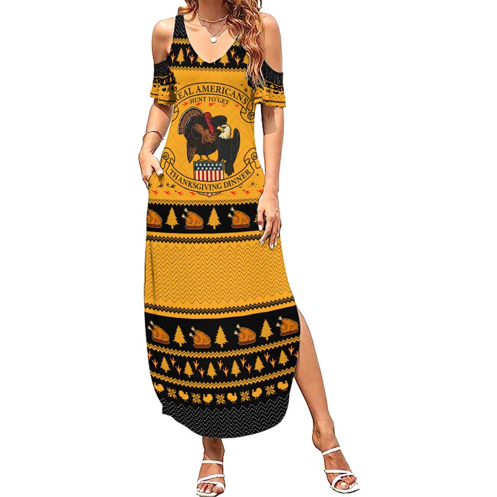 Americans Turkey Hunting Thanksgiving Christmas Family Matching Summer Maxi Dress and Hawaiian Shirt Xmas Holiday Patterns - Wonder Print Shop