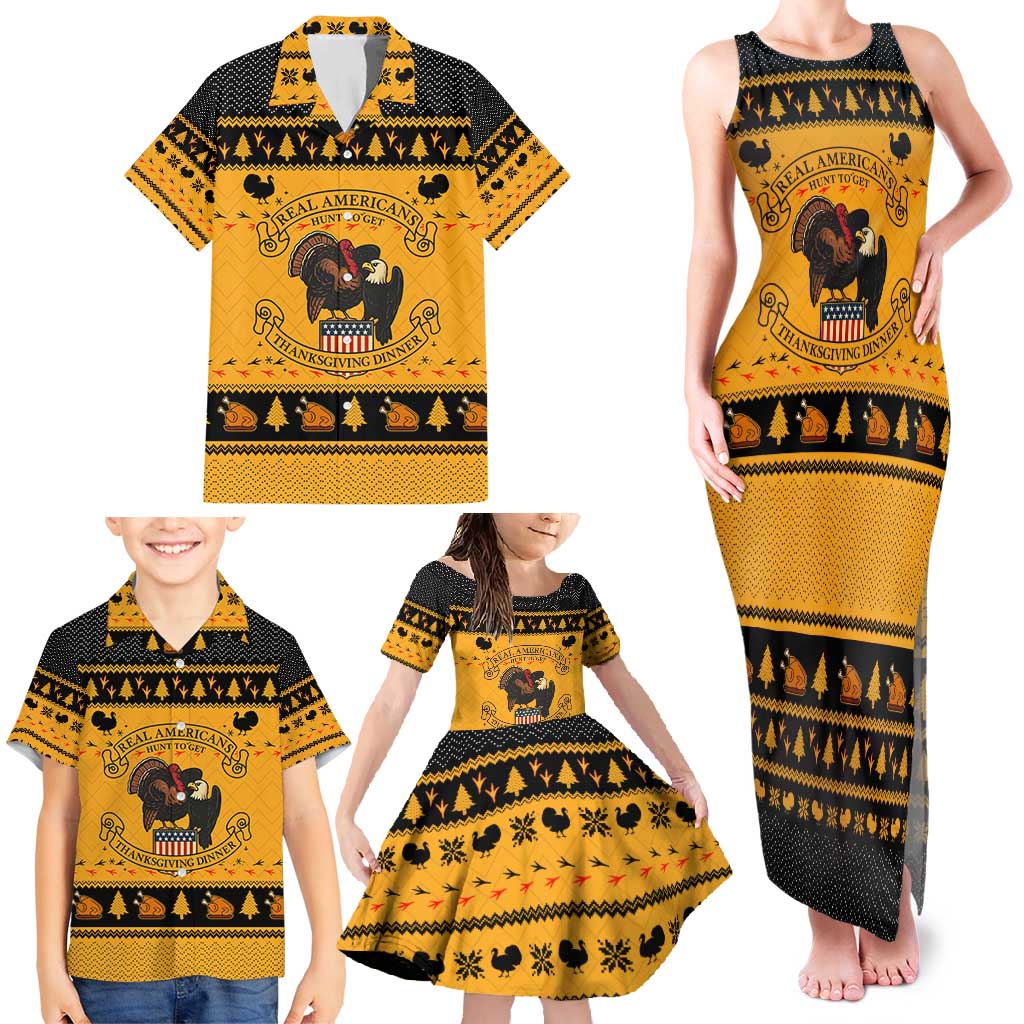 Americans Turkey Hunting Thanksgiving Christmas Family Matching Tank Maxi Dress and Hawaiian Shirt Xmas Holiday Patterns - Wonder Print Shop