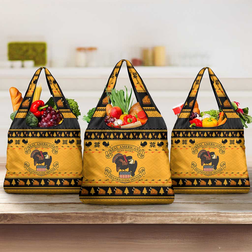 Americans Turkey Hunting Thanksgiving Christmas Grocery Bag Xmas Holiday Patterns - Wonder Print Shop