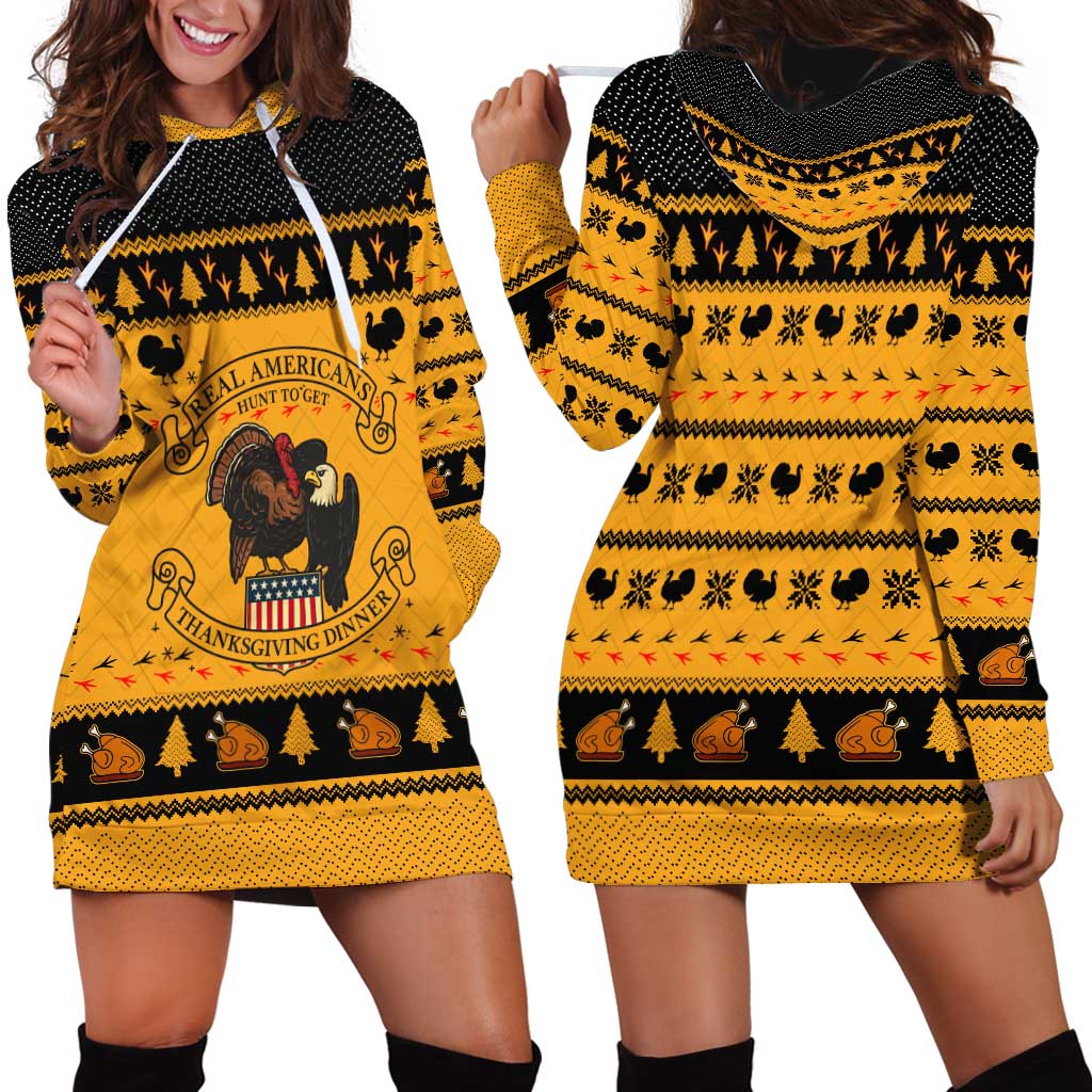 Americans Turkey Hunting Thanksgiving Christmas Hoodie Dress Xmas Holiday Patterns - Wonder Print Shop