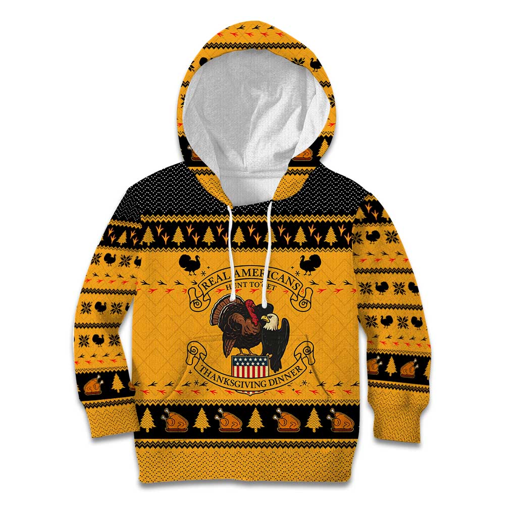 Americans Turkey Hunting Thanksgiving Christmas Kid Hoodie Xmas Holiday Patterns - Wonder Print Shop