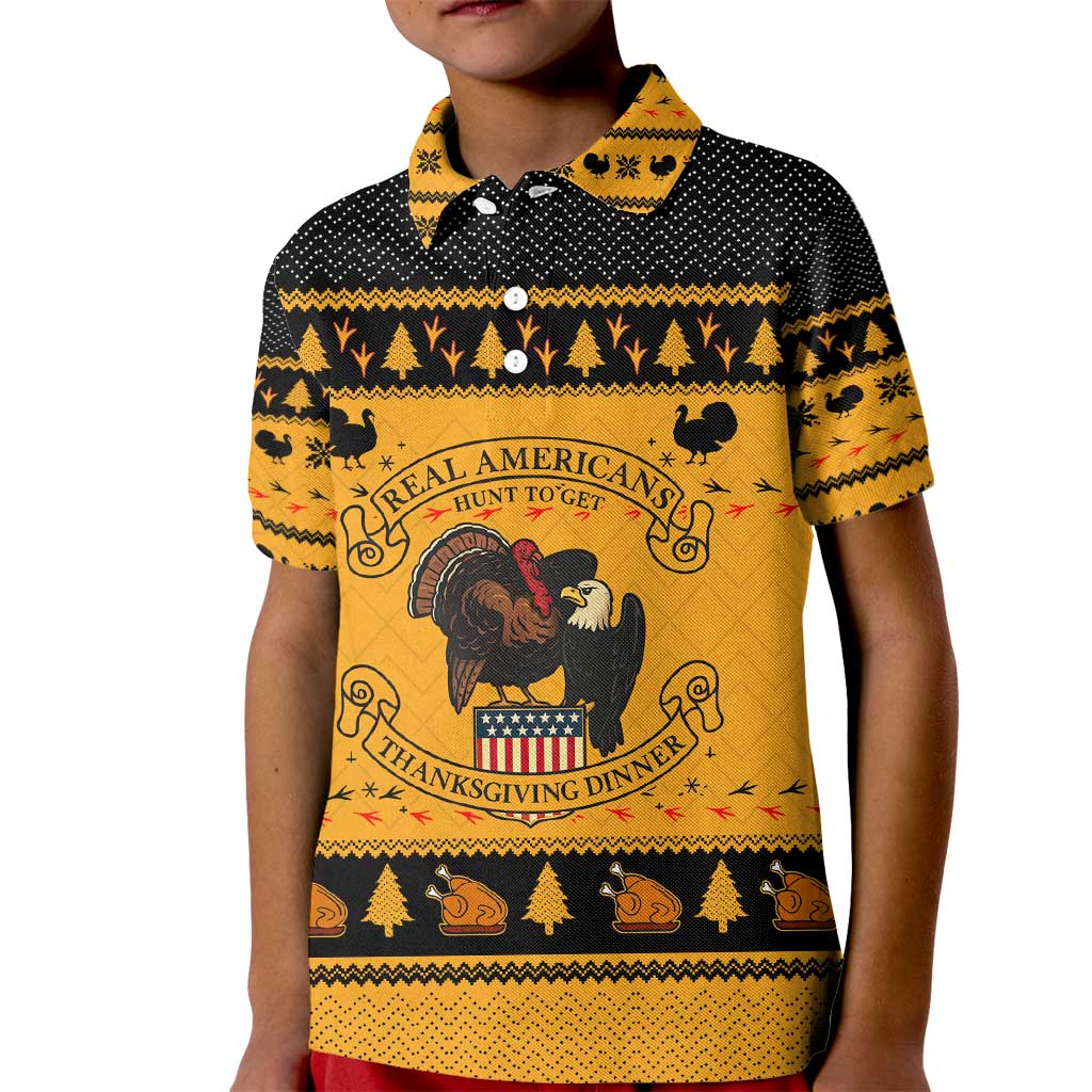 Americans Turkey Hunting Thanksgiving Christmas Kid Polo Shirt Xmas Holiday Patterns - Wonder Print Shop