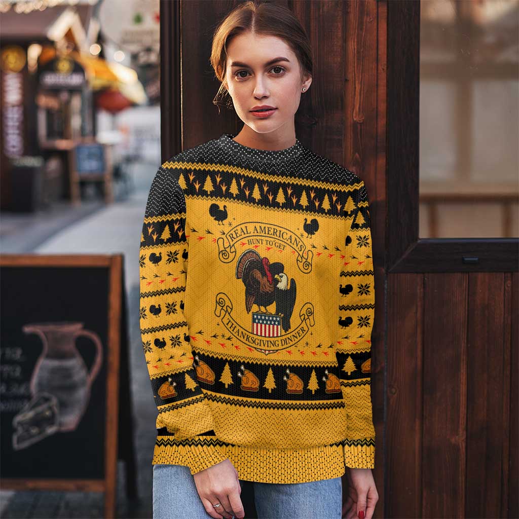 Americans Turkey Hunting Thanksgiving Christmas Ugly Christmas Sweater Xmas Holiday Patterns - Wonder Print Shop