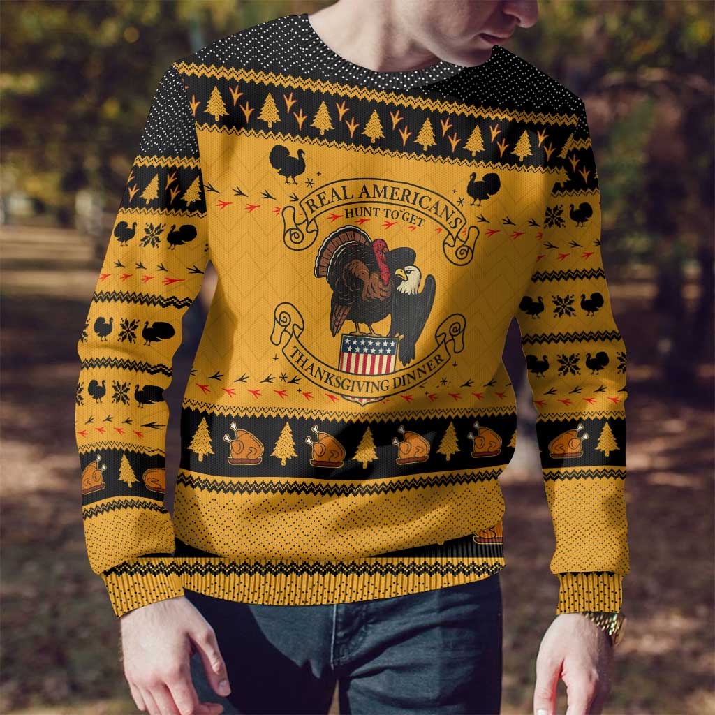 Americans Turkey Hunting Thanksgiving Christmas Ugly Christmas Sweater Xmas Holiday Patterns - Wonder Print Shop