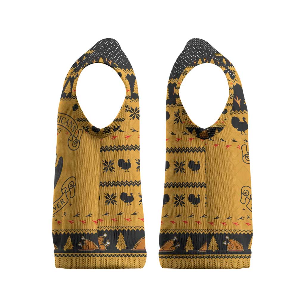 Americans Turkey Hunting Thanksgiving Christmas Knitted V-Neck Vest Xmas Holiday Patterns - Wonder Print Shop