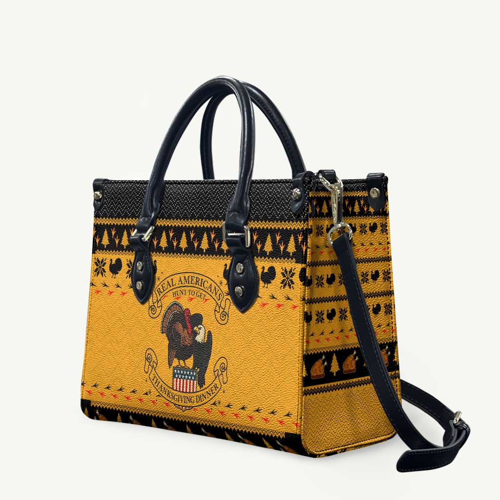 Americans Turkey Hunting Thanksgiving Christmas Leather Bag Xmas Holiday Patterns - Wonder Print Shop