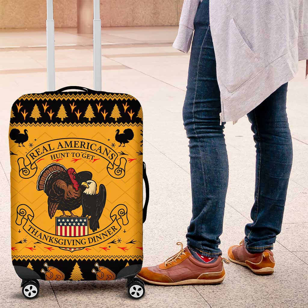 Americans Turkey Hunting Thanksgiving Christmas Luggage Cover Xmas Holiday Patterns - Wonder Print Shop