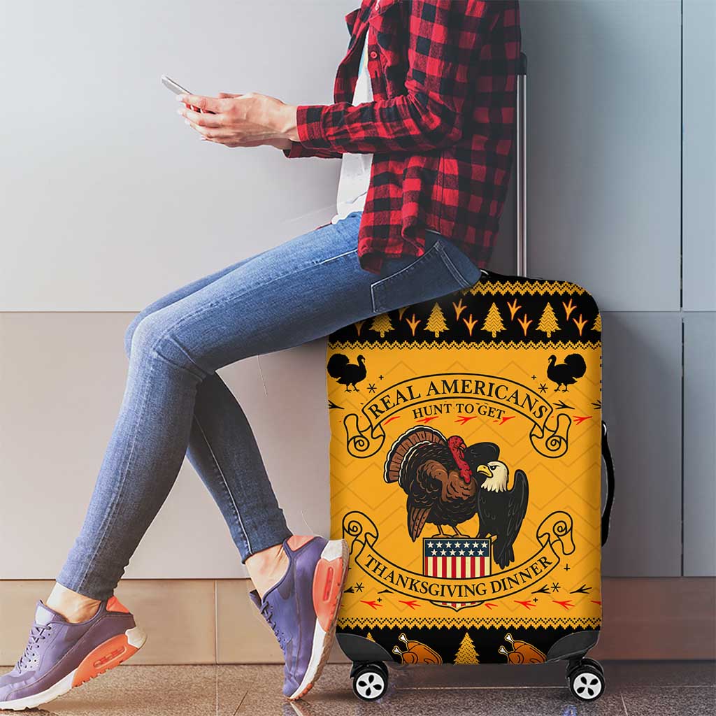 Americans Turkey Hunting Thanksgiving Christmas Luggage Cover Xmas Holiday Patterns - Wonder Print Shop