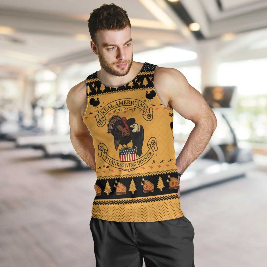 Americans Turkey Hunting Thanksgiving Christmas Men Tank Top Xmas Holiday Patterns - Wonder Print Shop