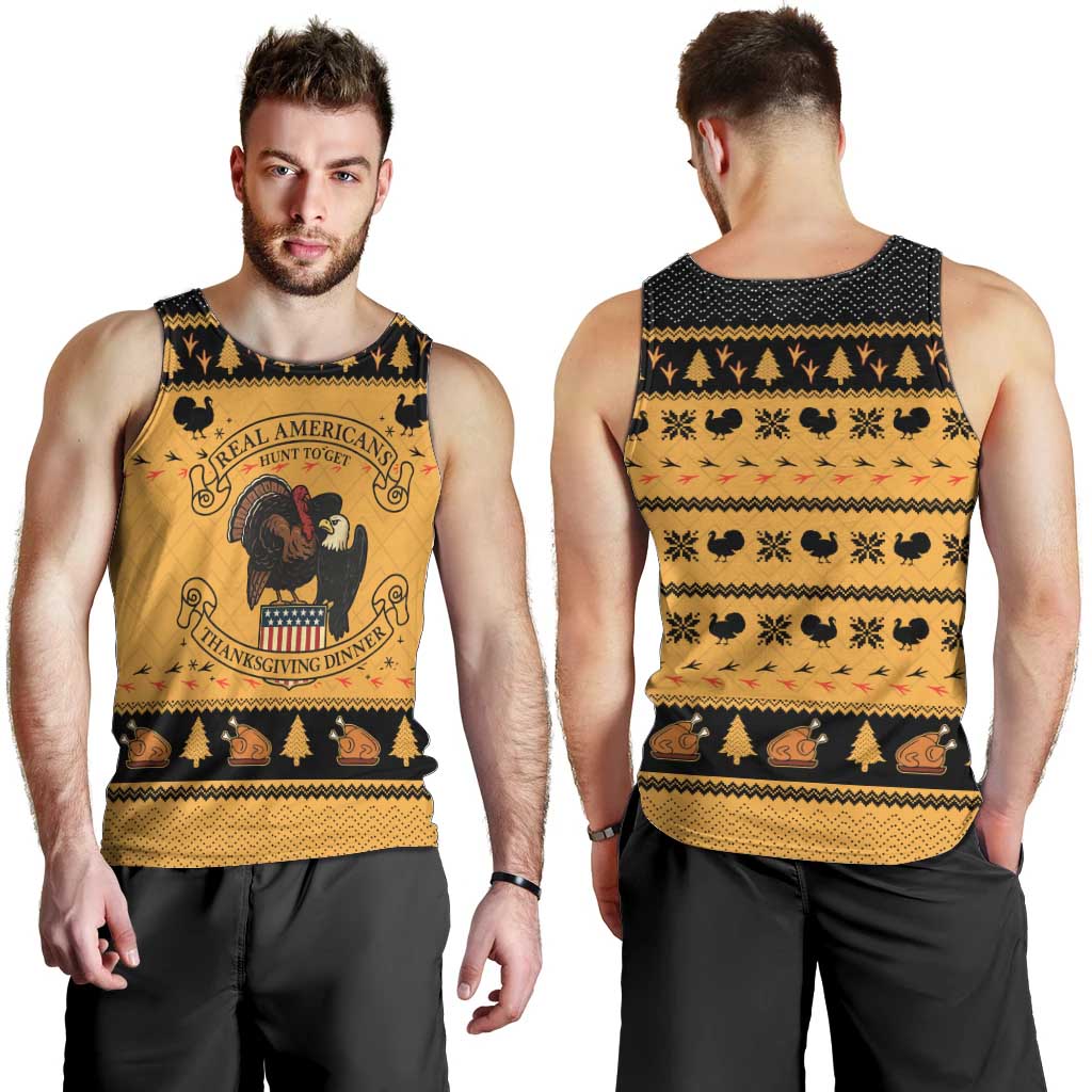Americans Turkey Hunting Thanksgiving Christmas Men Tank Top Xmas Holiday Patterns - Wonder Print Shop