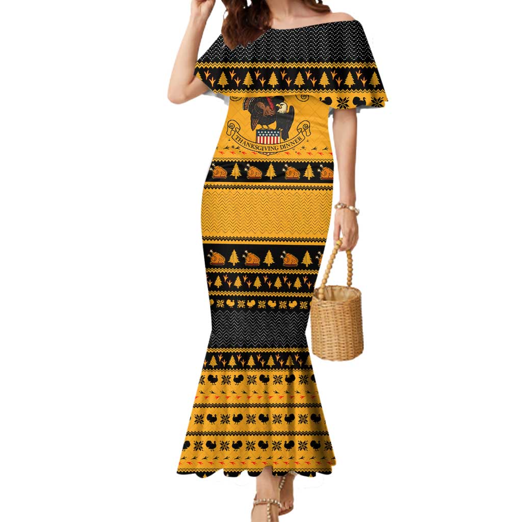 Americans Turkey Hunting Thanksgiving Christmas Mermaid Dress Xmas Holiday Patterns - Wonder Print Shop