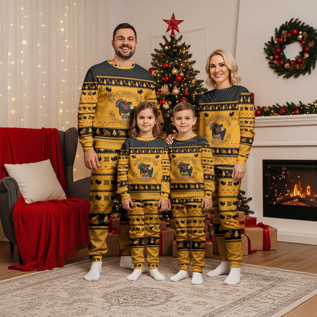 Americans Turkey Hunting Thanksgiving Christmas Pajama Set Xmas Holiday Patterns - Wonder Print Shop