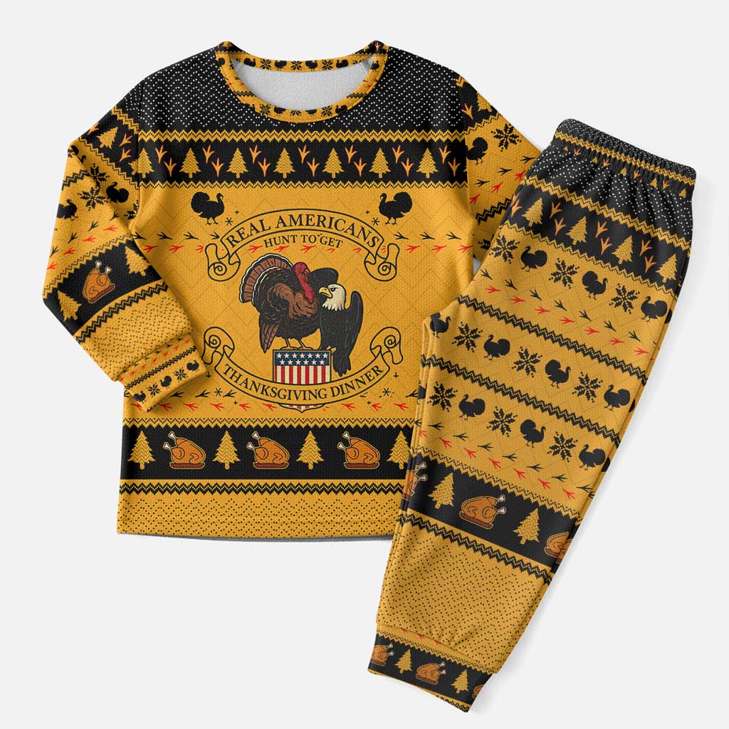 Americans Turkey Hunting Thanksgiving Christmas Pajama Set Xmas Holiday Patterns - Wonder Print Shop