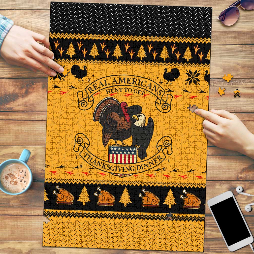 Americans Turkey Hunting Thanksgiving Christmas Puzzle Xmas Holiday Patterns - Wonder Print Shop